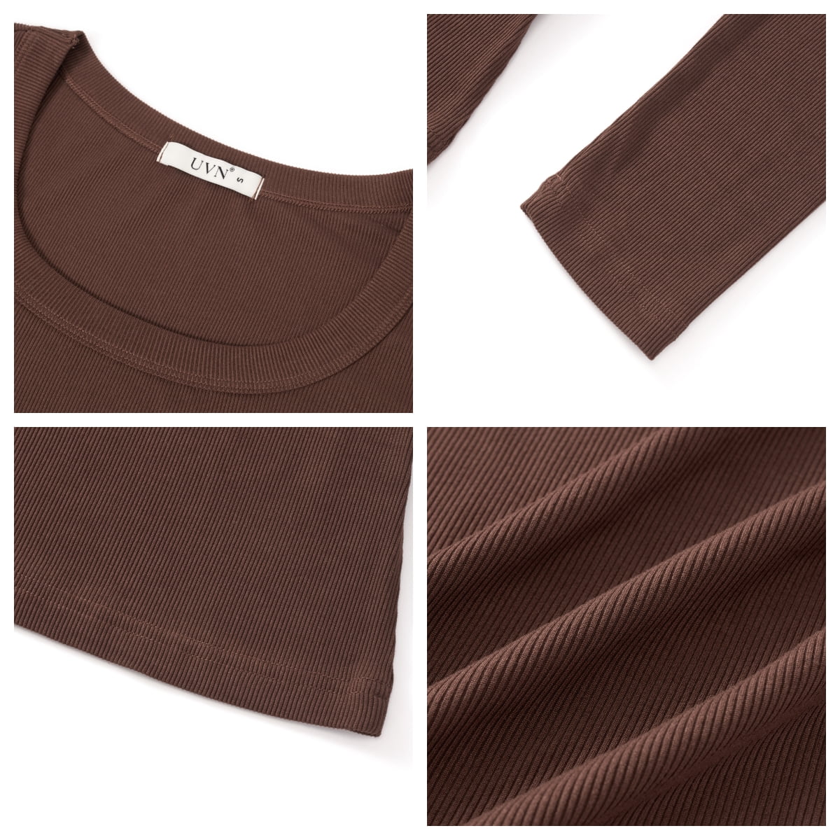 SPROUTOP Slim Fit Blouse for Women Long Sleeve Square Neck Shirts Ribbed Fall Ladies Casual Basic Tops