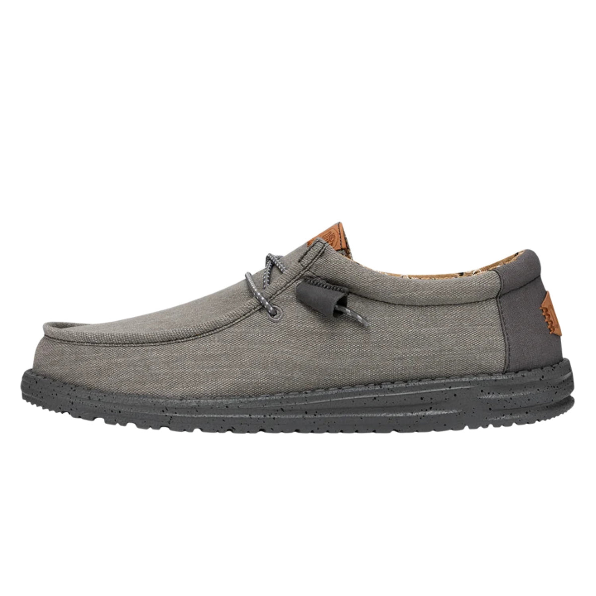 Mens Hey Dude Wally Charcoal Washed Canvas Casual Shoe