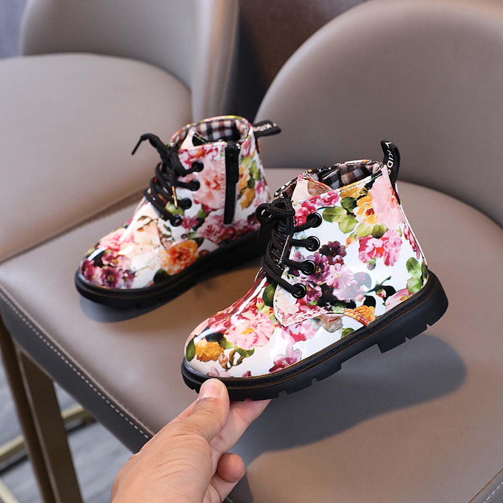 Kids' $10 Under Boys And Girls Lace Up Casual Outdoor Floral Hiking Ankle Boots(Toddler/Little Kids) Save Big