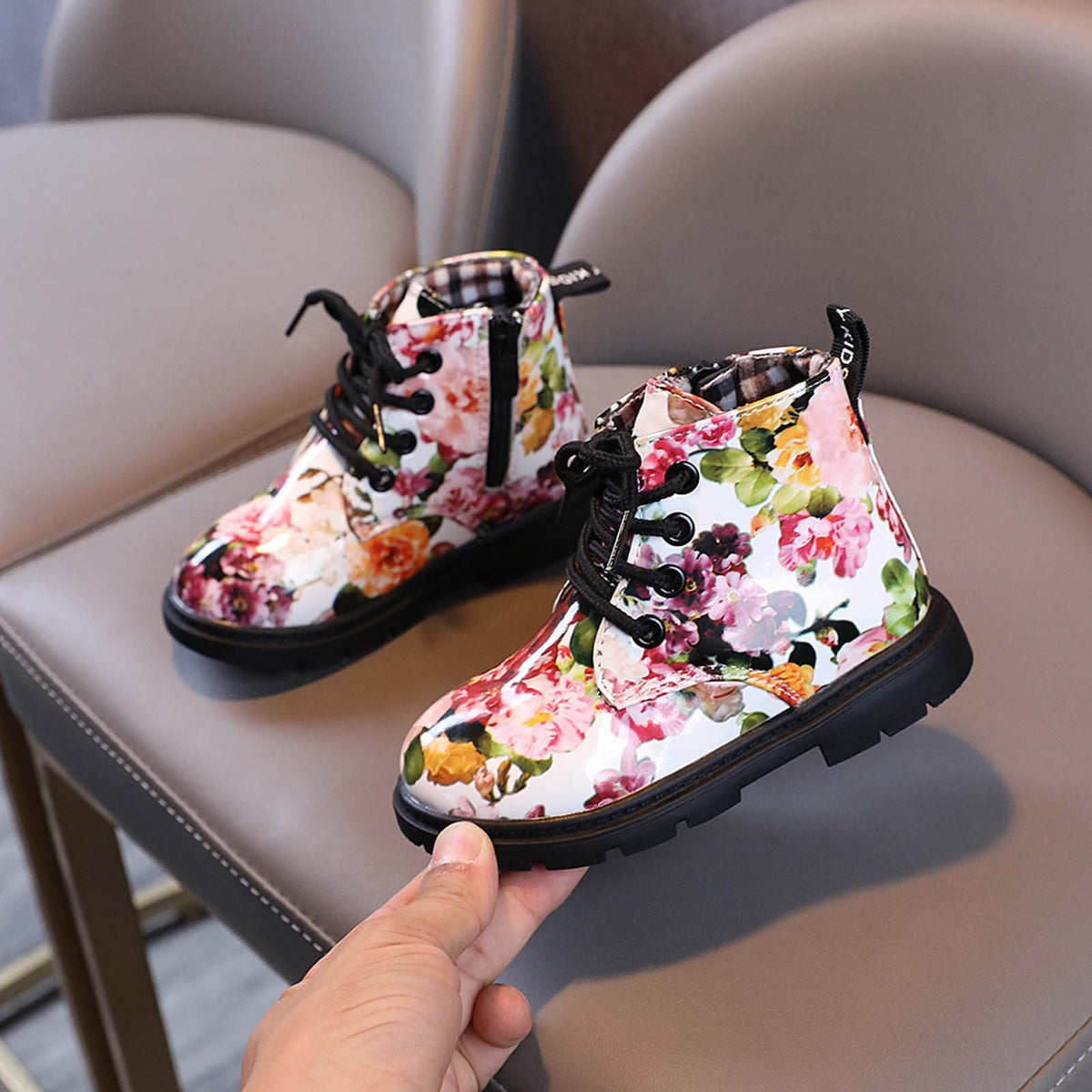 Kids' $10 Under Boys And Girls Lace Up Casual Outdoor Floral Hiking Ankle Boots(Toddler/Little Kids) Save Big