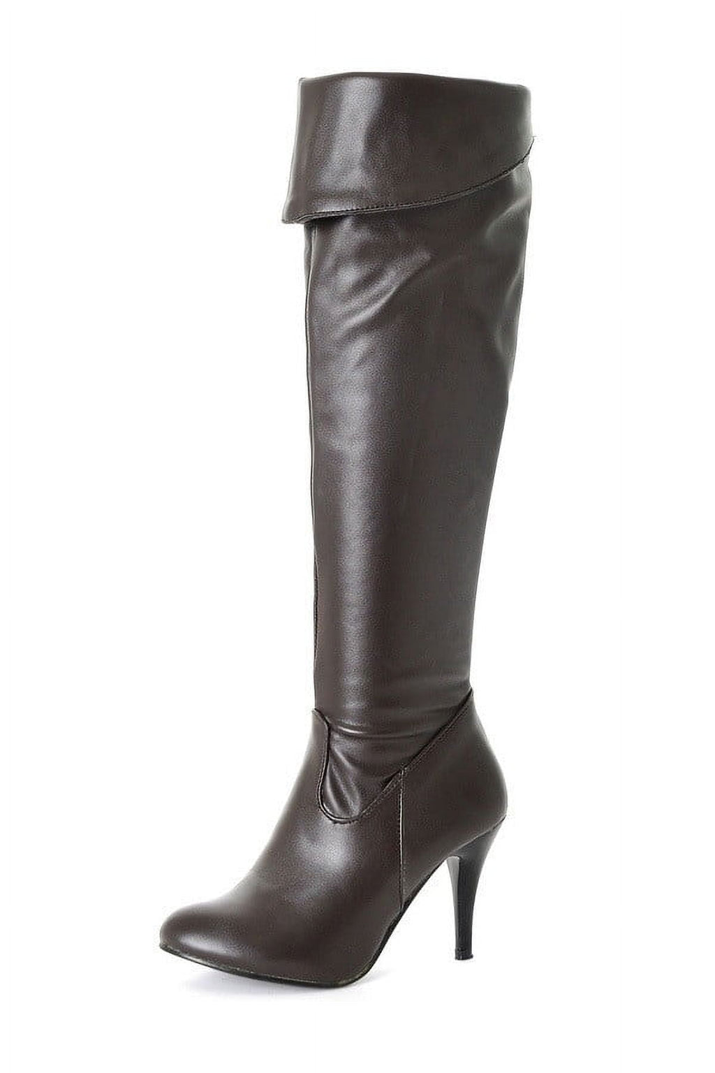 hopeusnice Women's Over The Knee Boots High Heel Faux Leather Pointed Toe Stilettos Chunky Heel Thigh High Boots Winter Booties Matte black 39