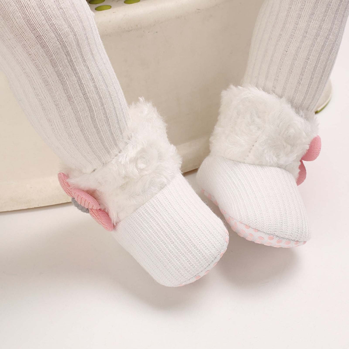 Baby Cotton Booties Newborn Warm Cozy Winter Boots Sock Shoes Infant Crib Bootie with Non Skid Bottom 0-18Month