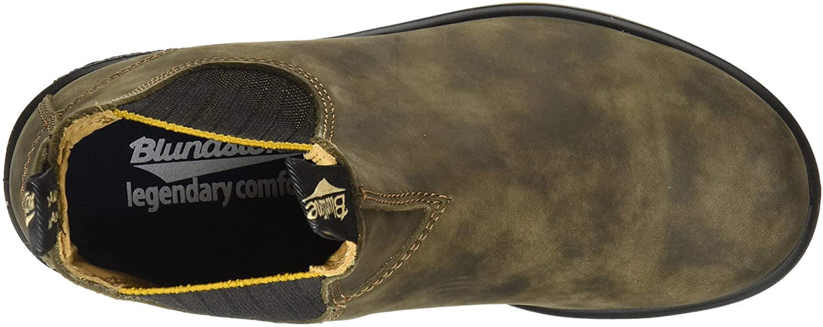 Blundstone 1944 Unisex Classic Series Chelsea Boot for Men and Women with Shock Absorption and Premium Water Resistant Leather, Rustic Brown/Mustard Black, 10.5 US Men / 12.5 US Women / 9.5 AU