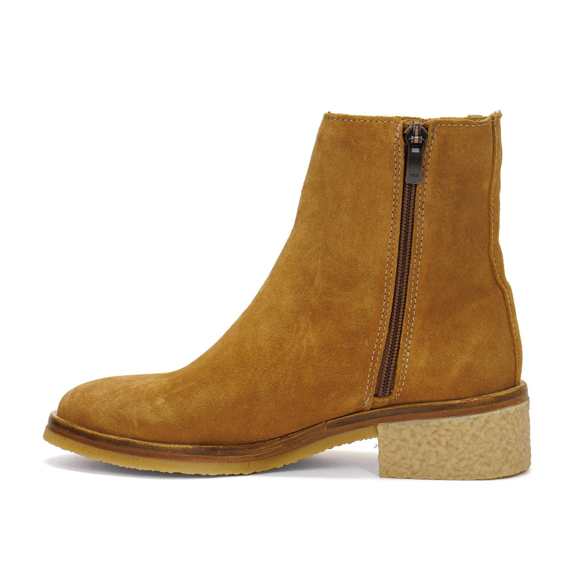 El Naturalista Women's Irati Block Heel Ankle Boot, Silk Suede \ Toffee,5.5 M US