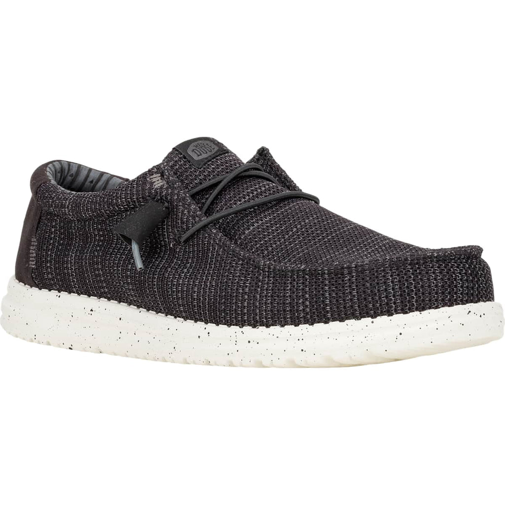 HEYDUDE Men Wally Stretch Sox Wide, Black/White, 12