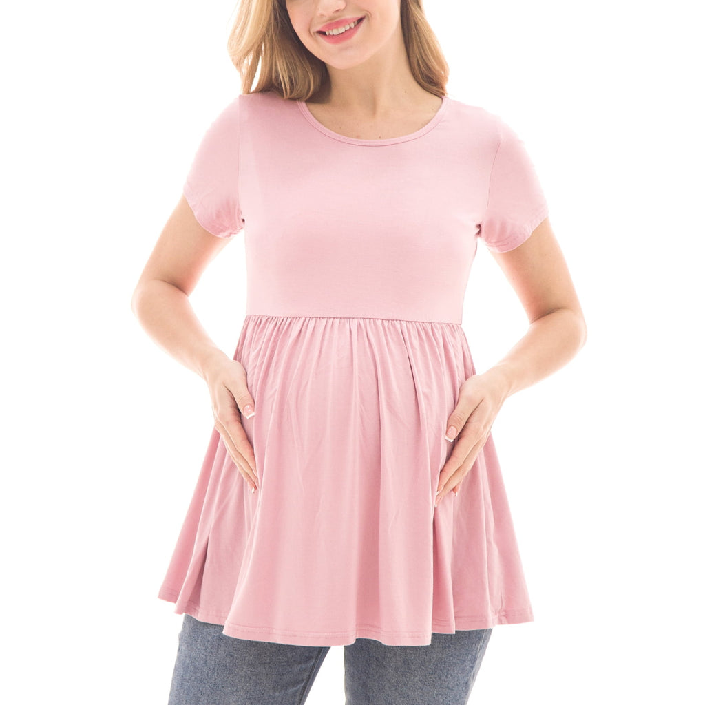 Bearsland Women's Short Sleeve Maternity Shirts Tops Pregnancy Clothes 3-Pack