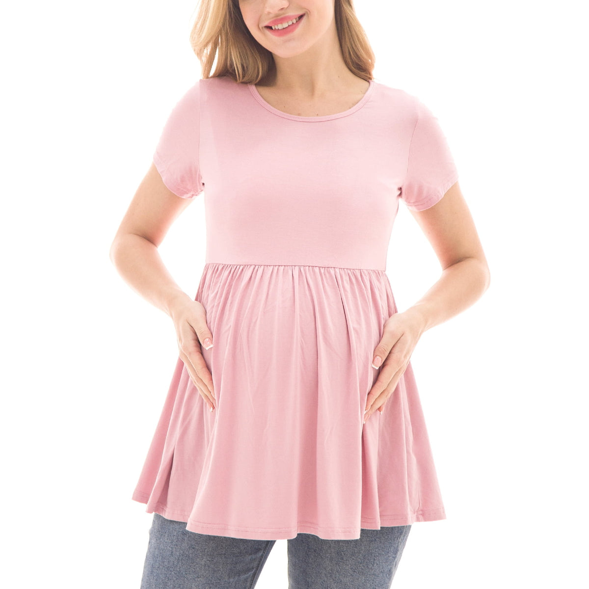 Bearsland Women's Short Sleeve Maternity Shirts Tops Pregnancy Clothes 3-Pack