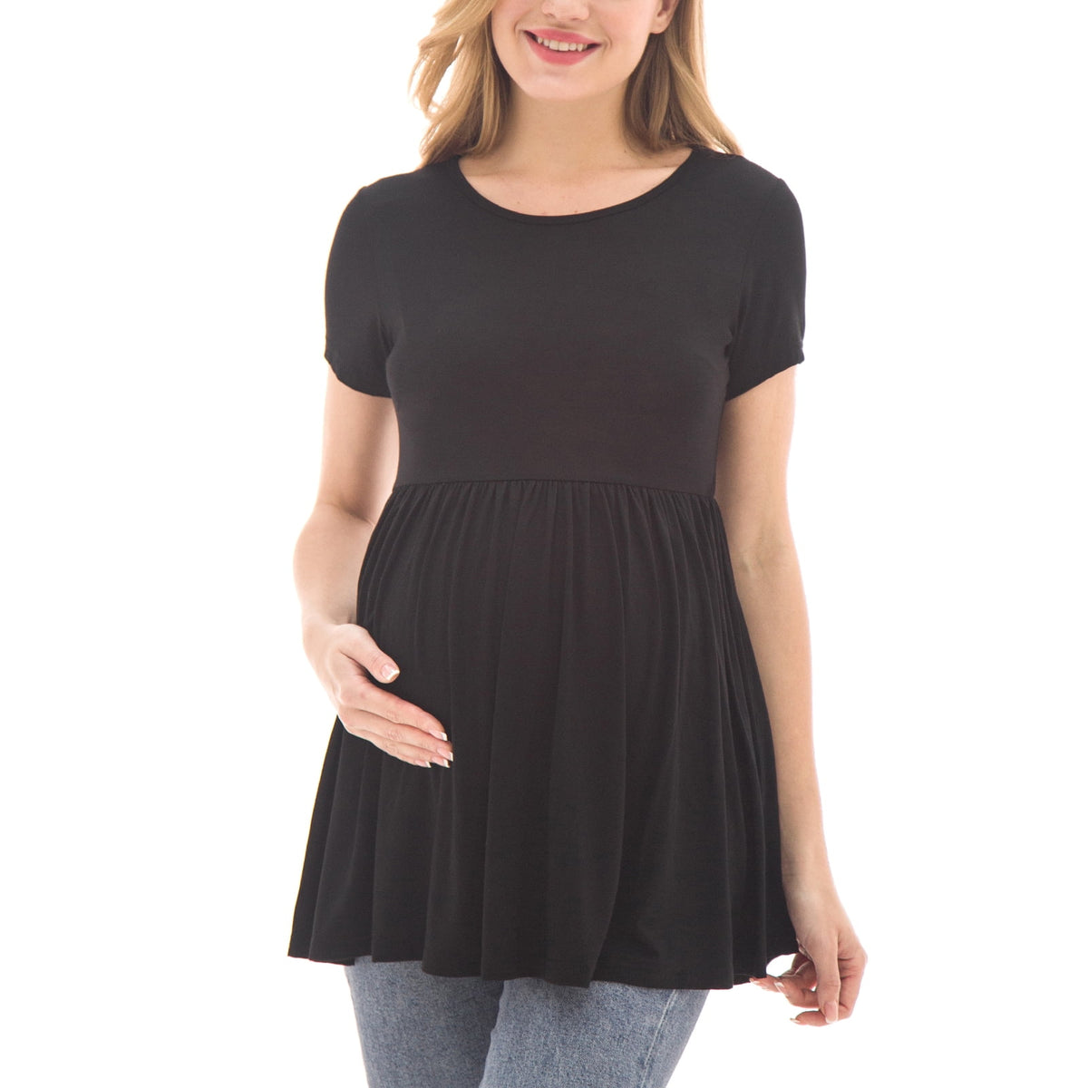 Bearsland Women's Short Sleeve Maternity Shirts Tops Pregnancy Clothes 3-Pack