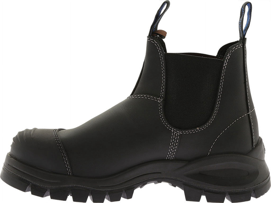 Blundstone Steel Toe Slip-On Elastic Side Boots, Kick Guard, Black, US size 9.5