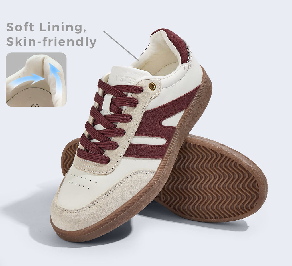 LUCKY STEP Womens Classic Retro Gum Sole Fashion Sneakers Anti Slip Casual Shoes,Dark Brown