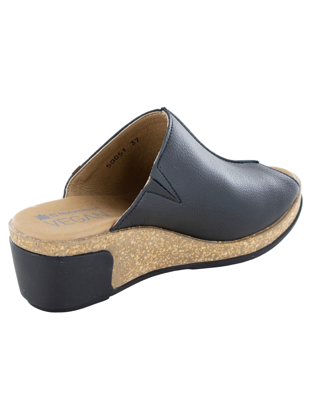 El Naturalista Womens Leaves 5005T Wedge Slides, Black Rugged, EU 40 / US 9