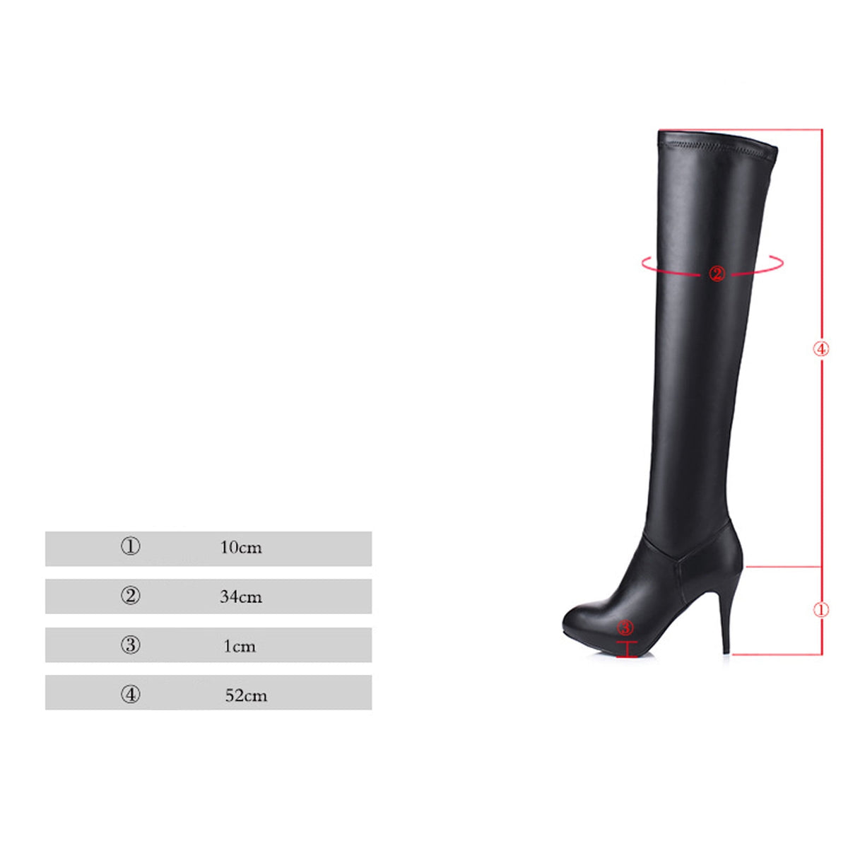 hopeusnice Women's Over The Knee Boots High Heel Pointed Toe Faux Leather Knee High Boots Stretch Slouch Boots Fall Winter Boots Black 35