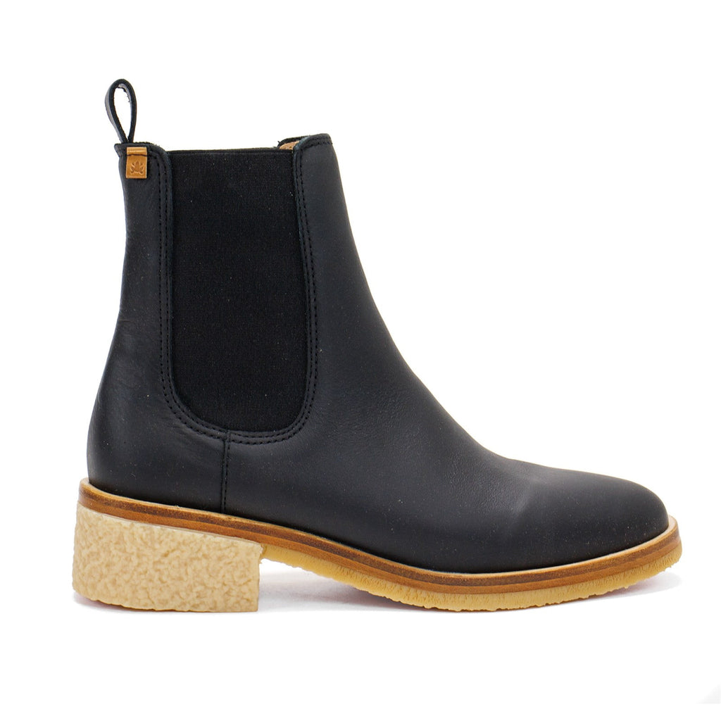 El Naturalista Women's Irati Block Heel Ankle Boot, Wax Nappa \ Black,6 M US