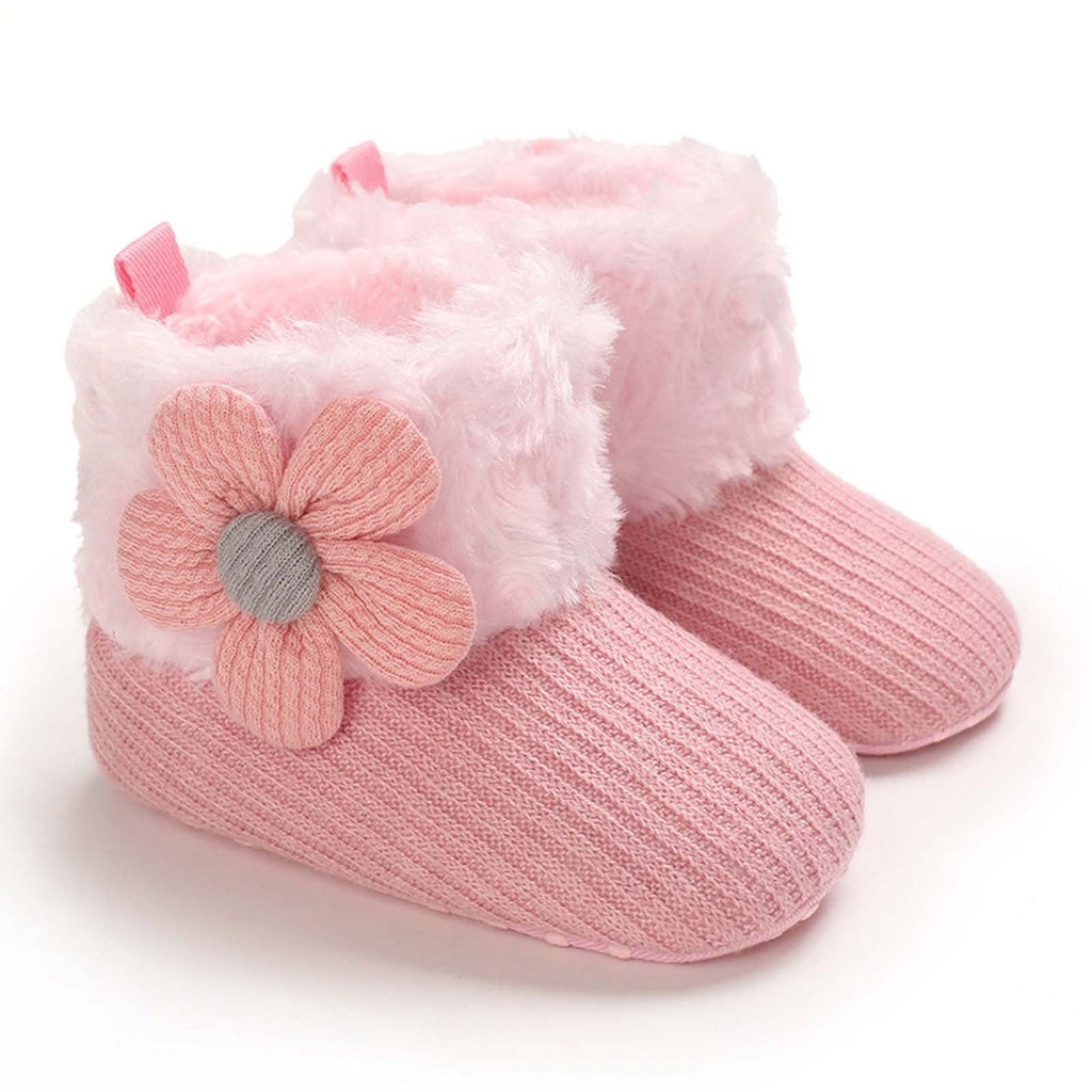 Baby Cotton Booties Newborn Warm Cozy Winter Boots Sock Shoes Infant Crib Bootie with Non Skid Bottom 0-18Month