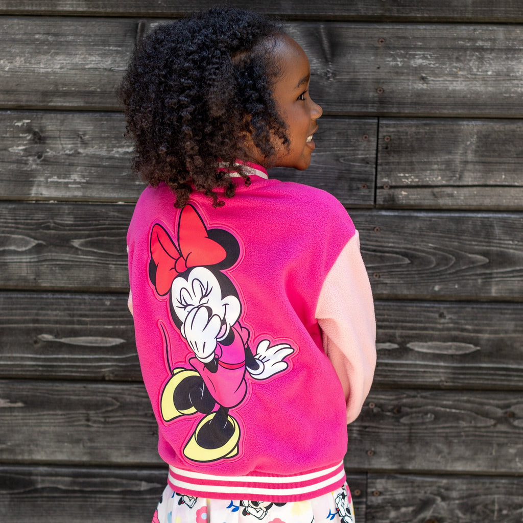 Disney Girls Bomber Jacket Minnie Mouse Colorblock Varsity Lightweight Sweatshirts Gift Fall Spring Sizes 3-10