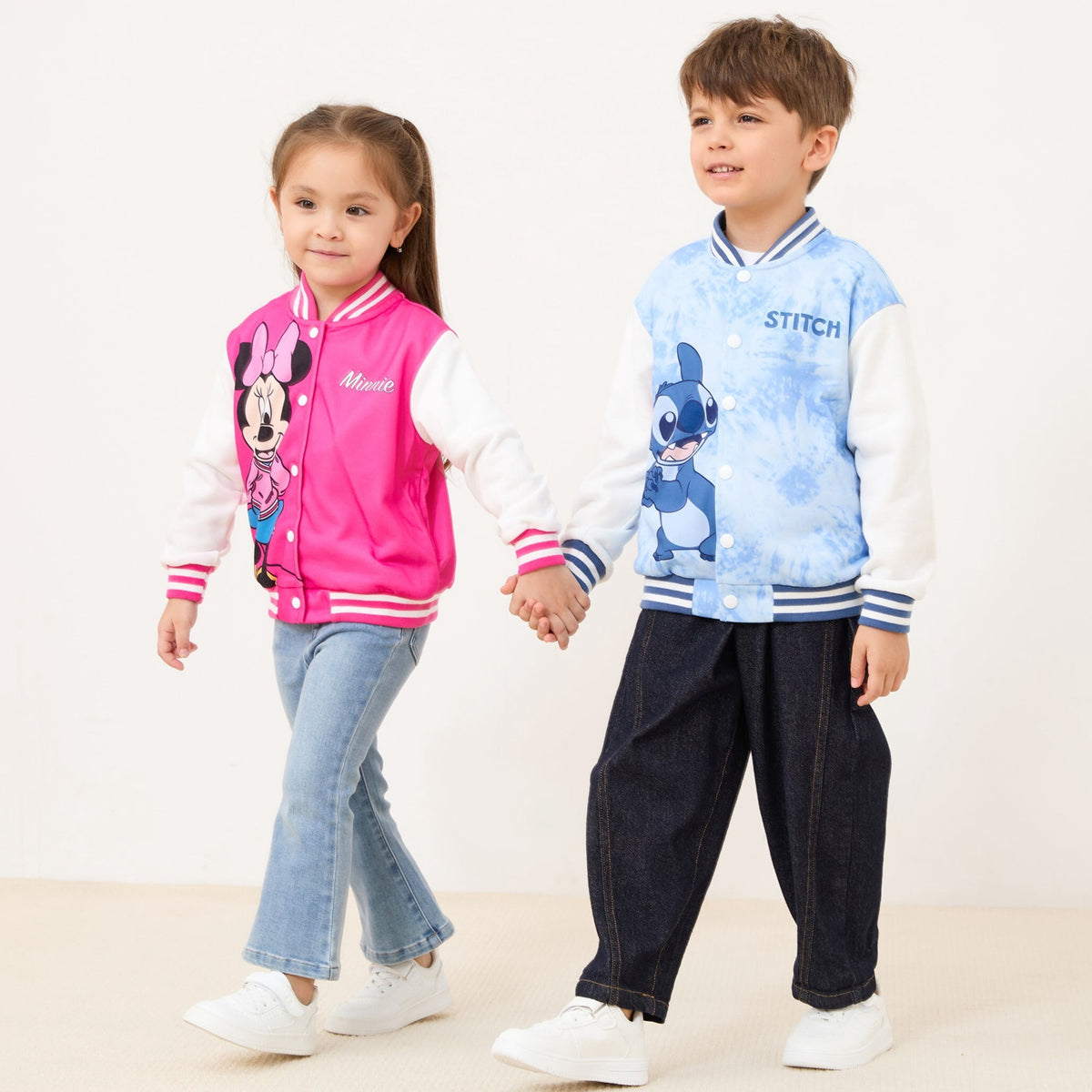 Disney Girls Bomber Jacket Minnie Mouse Colorblock Varsity Lightweight Sweatshirts Gift Fall Spring Sizes 3-10