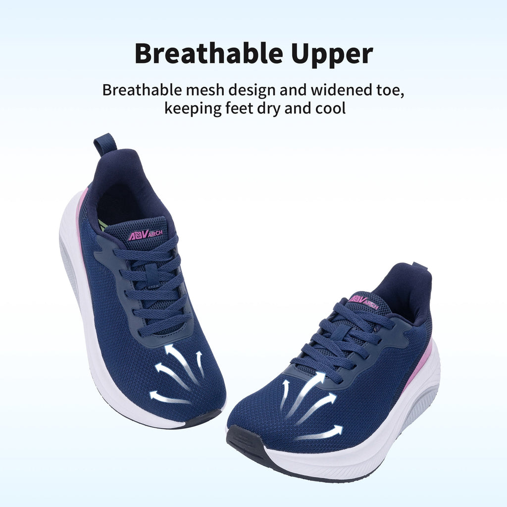 FefiYo Plantar Fasciitis Walking Sneakers, Wide Toe Box with Arch and Orthotic Support Grey US 10