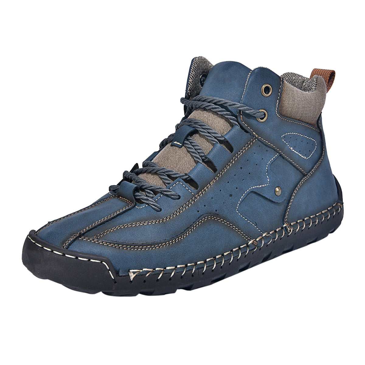 RotHome Men's Casual Outdoor Chukka Boots Hand-Stitched Leather High Top Walking Shoes with Non-Slip Rubber Sole for Daily Work and Travel, Wine, Size 6