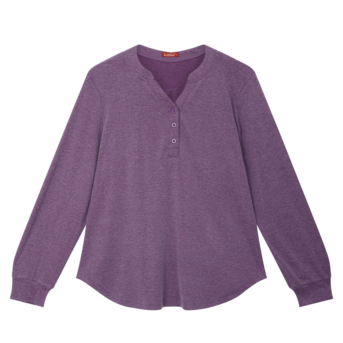 WellSize Plus Size Blouses for Women Henley V Neck Tops Casual Long Sleeve Button Shirts Fall Pullover Outfit