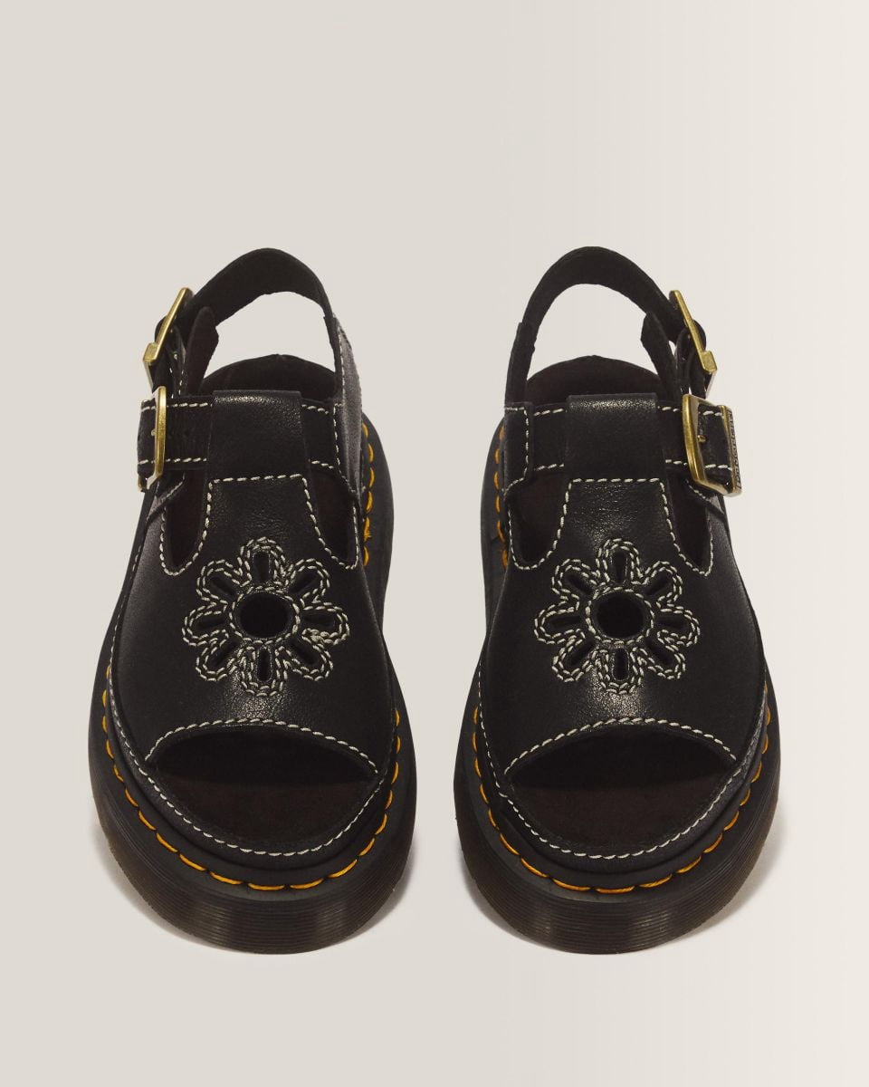 Dr Martens Women's Dunnet Flower Sandal Black AR Rogue Leather - 40526001