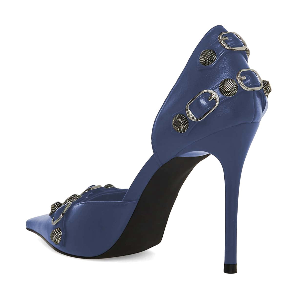 XYD Women Fashion Stiletto High Heels D'Orsay Pumps Closed Pointed Toe Studs Buckles Night Club Party Shoes Size 9 Purple