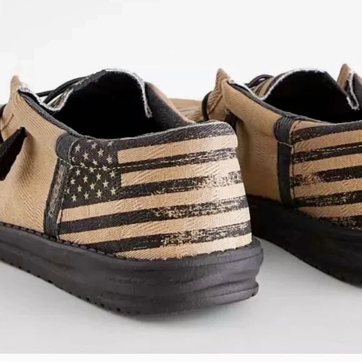 Hey Dude Wally Funk Break BadLands Tan Patriotic Shoes