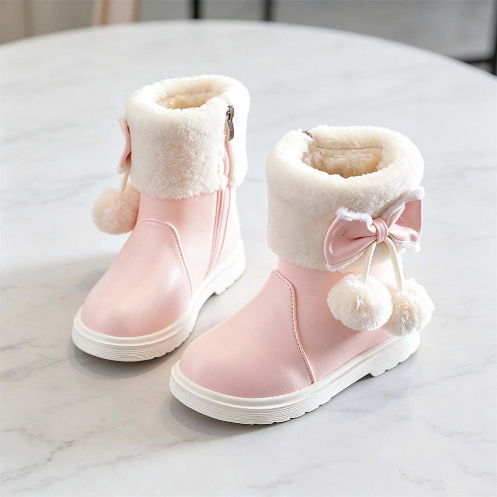 BXJX Girls Ankle Boots, Fleece Lined Warm Side Zipper Soft Sole Winter Shoots Khaki Size 11 Little Kids
