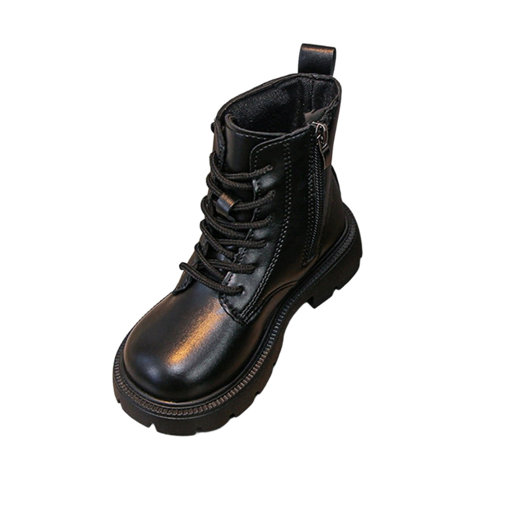 BXJX Girls Ankle Boots with Zipper, Outdoor Fall Winter Soft Sole Non-Slip Lace Up Boots Silver Size 12.5 Little Kids