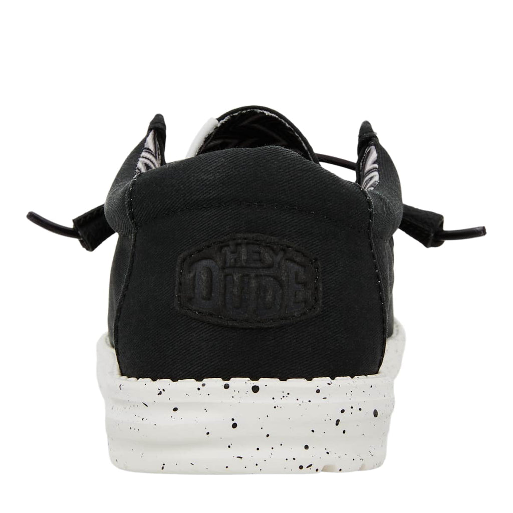 HEYDUDE Men Wally Stretch Canvas, Black/White, 9