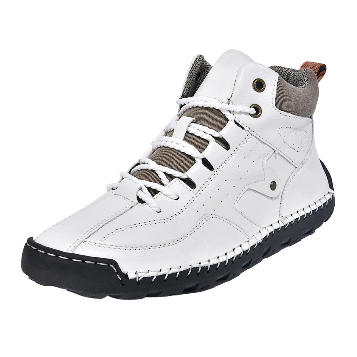 RotHome Men's Casual Outdoor Chukka Boots Hand-Stitched Leather High Top Walking Shoes with Non-Slip Rubber Sole for Daily Work and Travel, Wine, Size 6