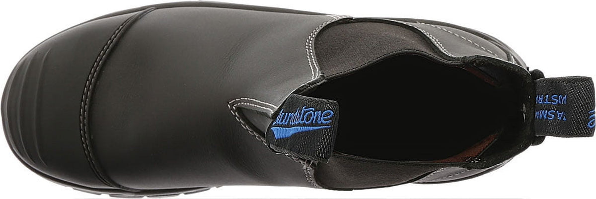 Blundstone Steel Toe Slip-On Elastic Side Boots, Kick Guard, Black, US size 9.5