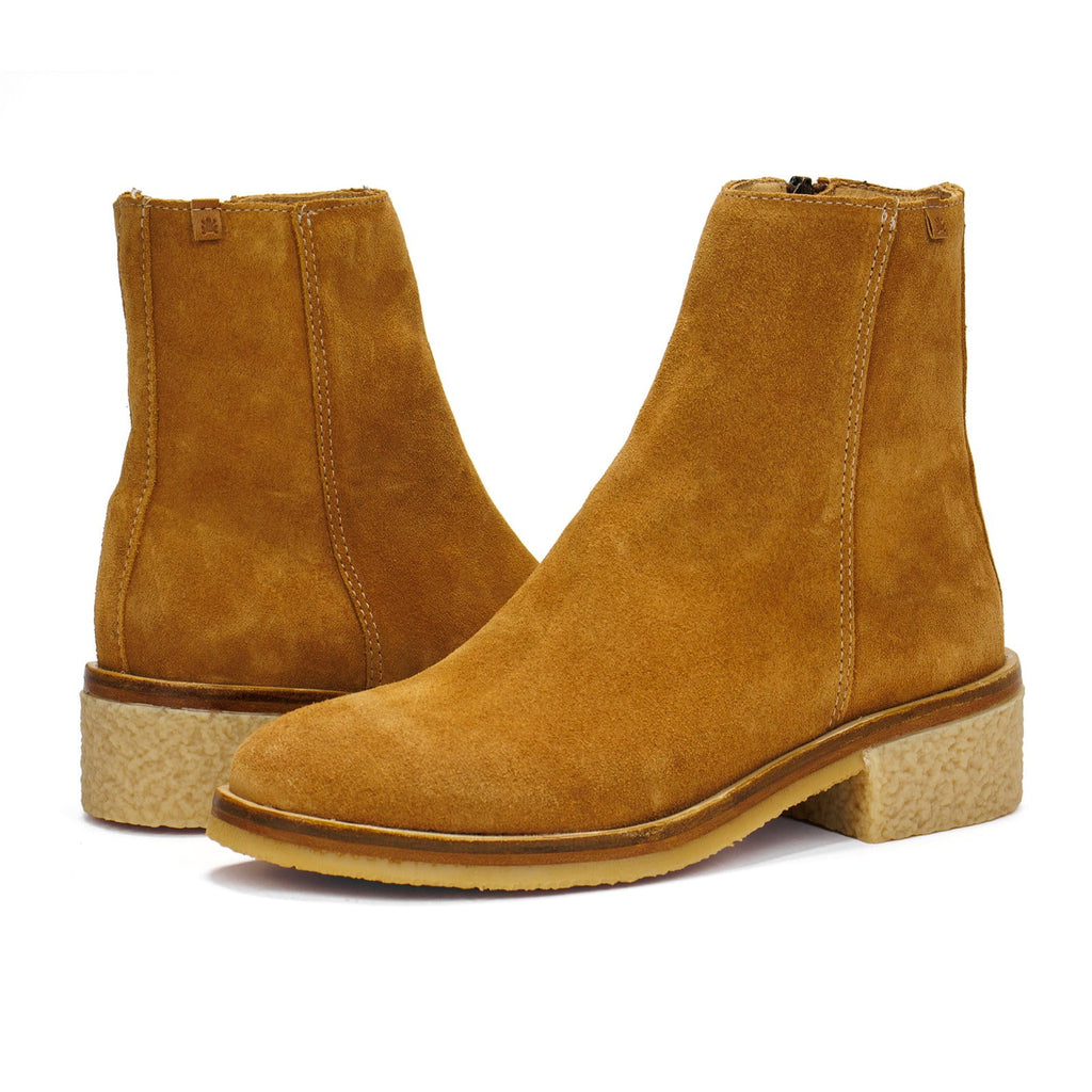 El Naturalista Women's Irati Block Heel Ankle Boot, Silk Suede \ Toffee,5.5 M US