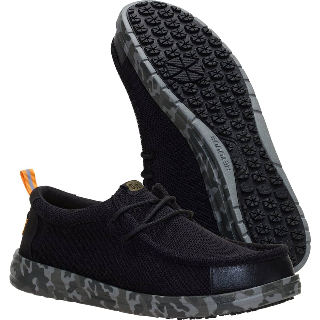 HEYDUDE Men Wally Work CE Slip Resistant, Black Mesh, 13