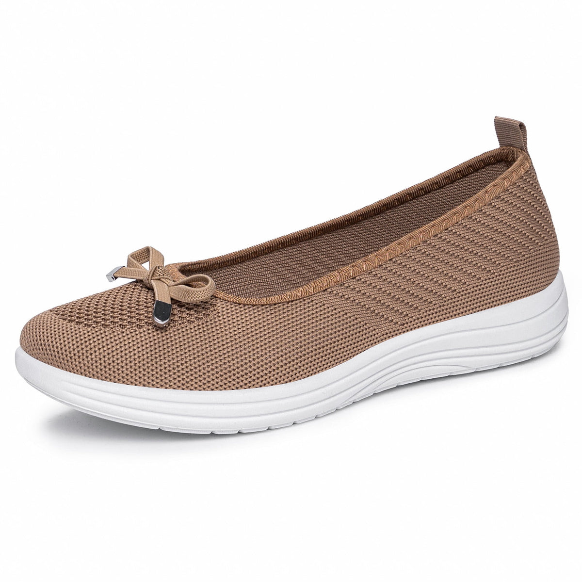 KIJBLAE Women's Plus Size Knit Mesh Low Cut Comfort Flats, Breathable Lightweight Slip On Daily Shoes Black 36