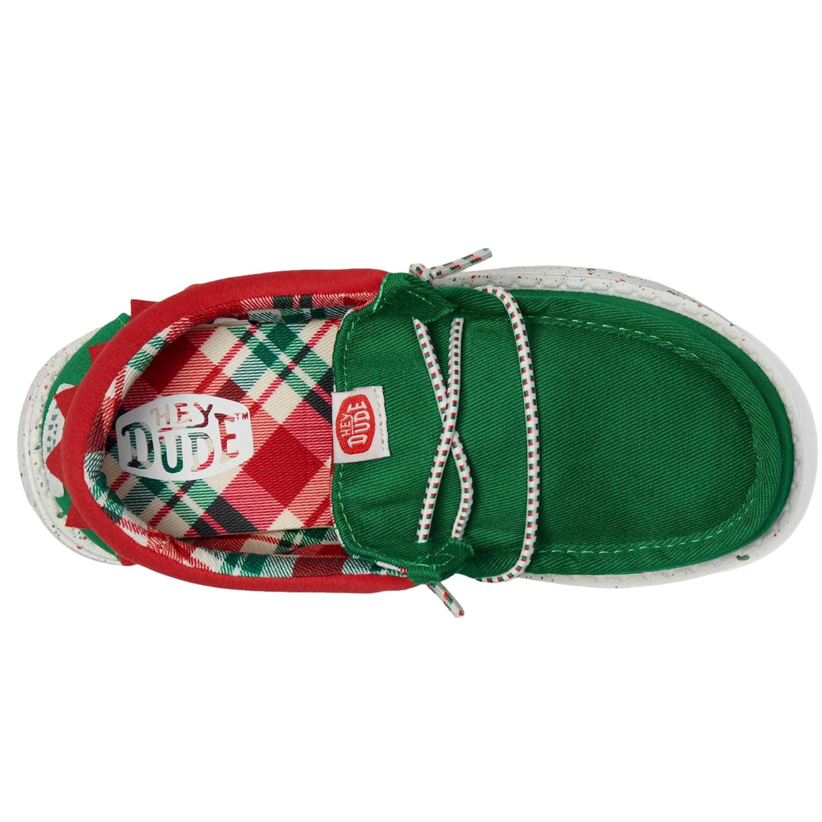 Hey Dude Wally Holiday Elf Green / Red 42147-3XX Toddler Size 6