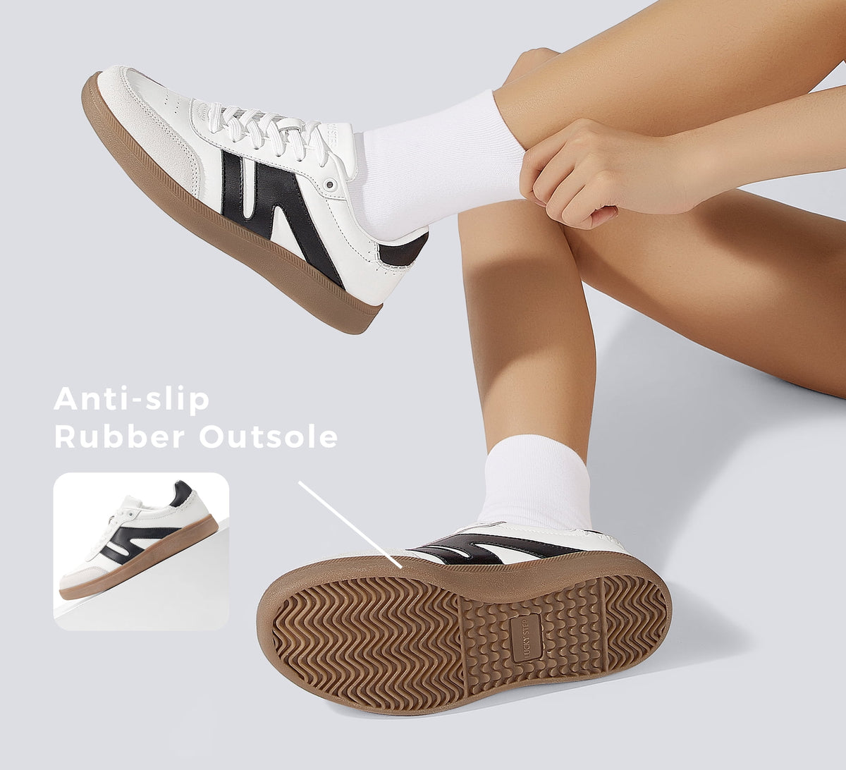 LUCKY STEP Womens Classic Retro Gum Sole Fashion Sneakers Anti Slip Casual Shoes,Dark Brown