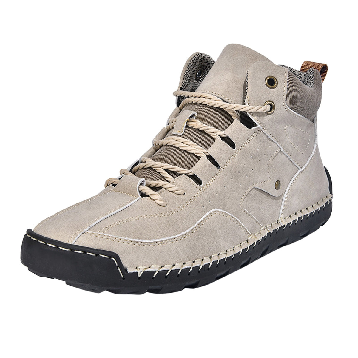 RotHome Men's Casual Outdoor Chukka Boots Hand-Stitched Leather High Top Walking Shoes with Non-Slip Rubber Sole for Daily Work and Travel, Wine, Size 6