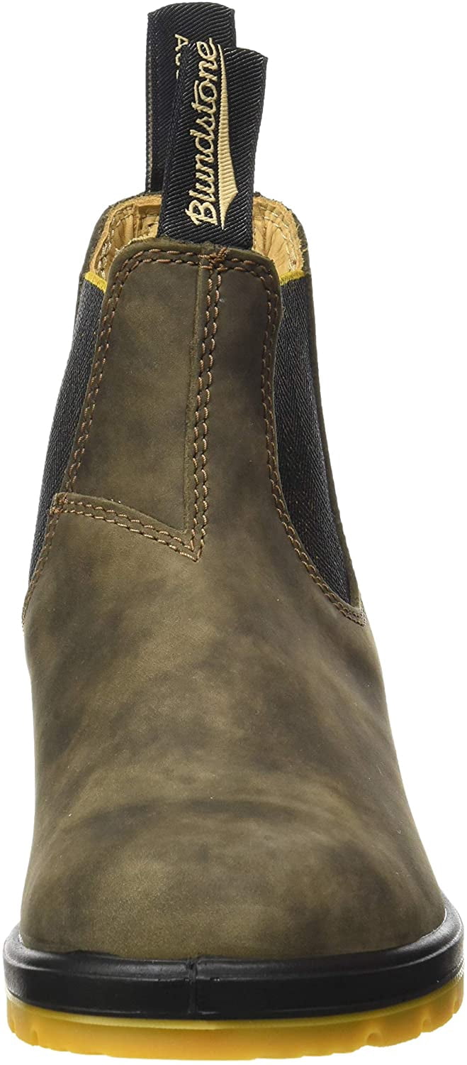 Blundstone 1944 Unisex Classic Series Chelsea Boot for Men and Women with Shock Absorption and Premium Water Resistant Leather, Rustic Brown/Mustard Black, 10.5 US Men / 12.5 US Women / 9.5 AU