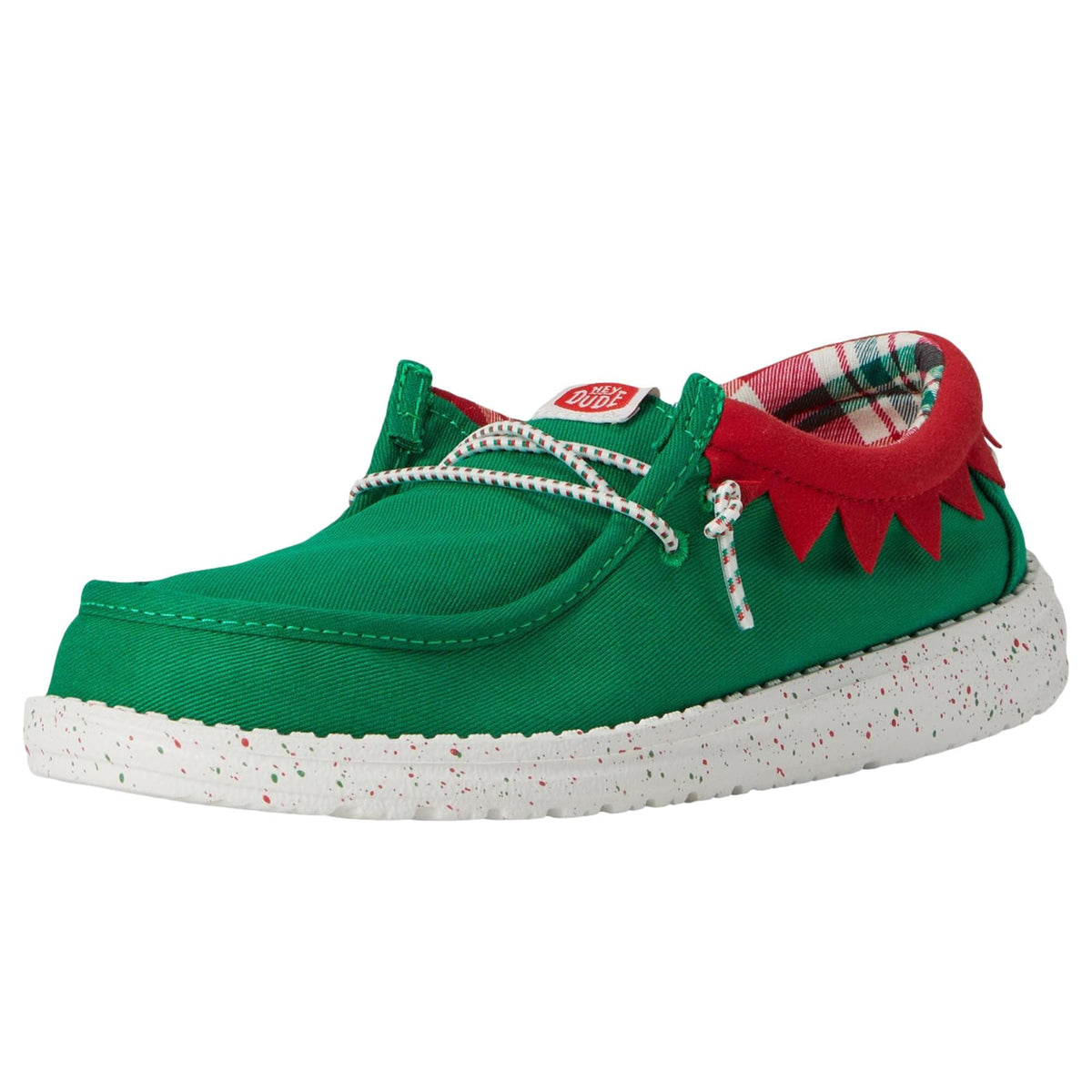 Hey Dude Wally Holiday Elf Green / Red 42146-3XX Pre-School Size 2