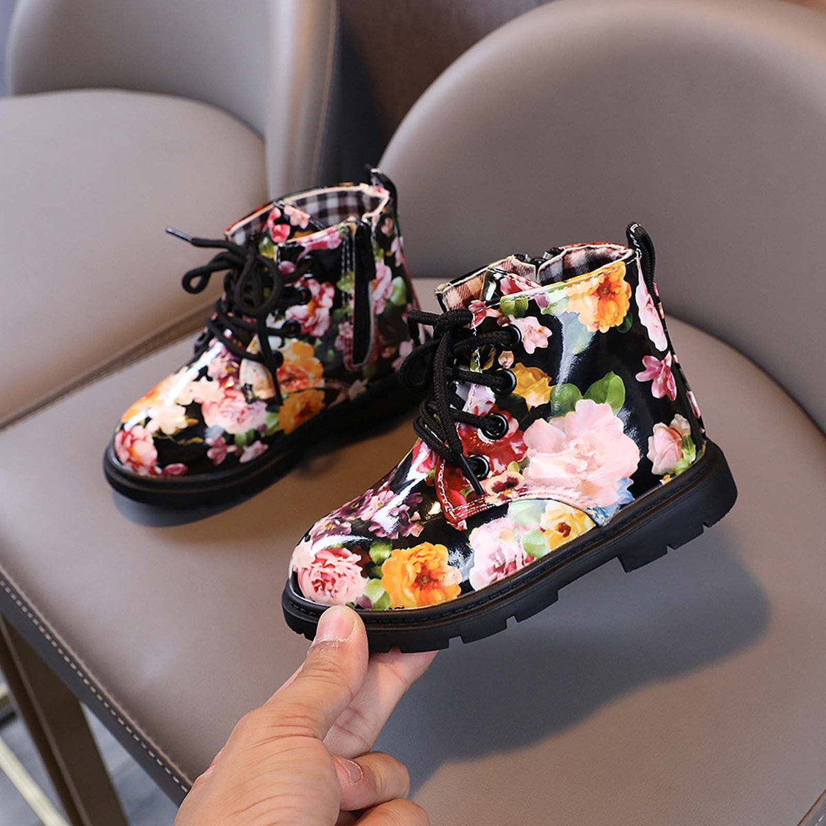 Kids' $10 Under Boys And Girls Lace Up Casual Outdoor Floral Hiking Ankle Boots(Toddler/Little Kids) Save Big