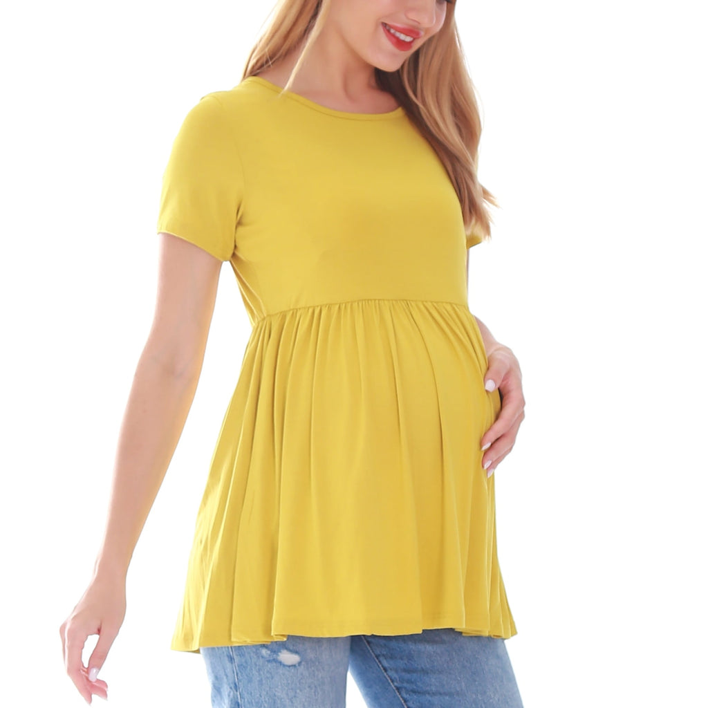 Bearsland Women's Short Sleeve Maternity Shirts Tops Pregnancy Clothes 3-Pack