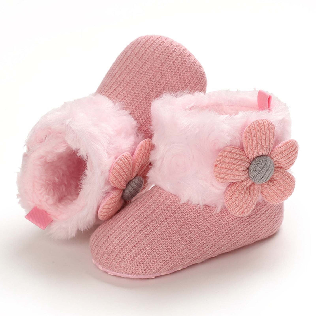 Baby Cotton Booties Newborn Warm Cozy Winter Boots Sock Shoes Infant Crib Bootie with Non Skid Bottom 0-18Month