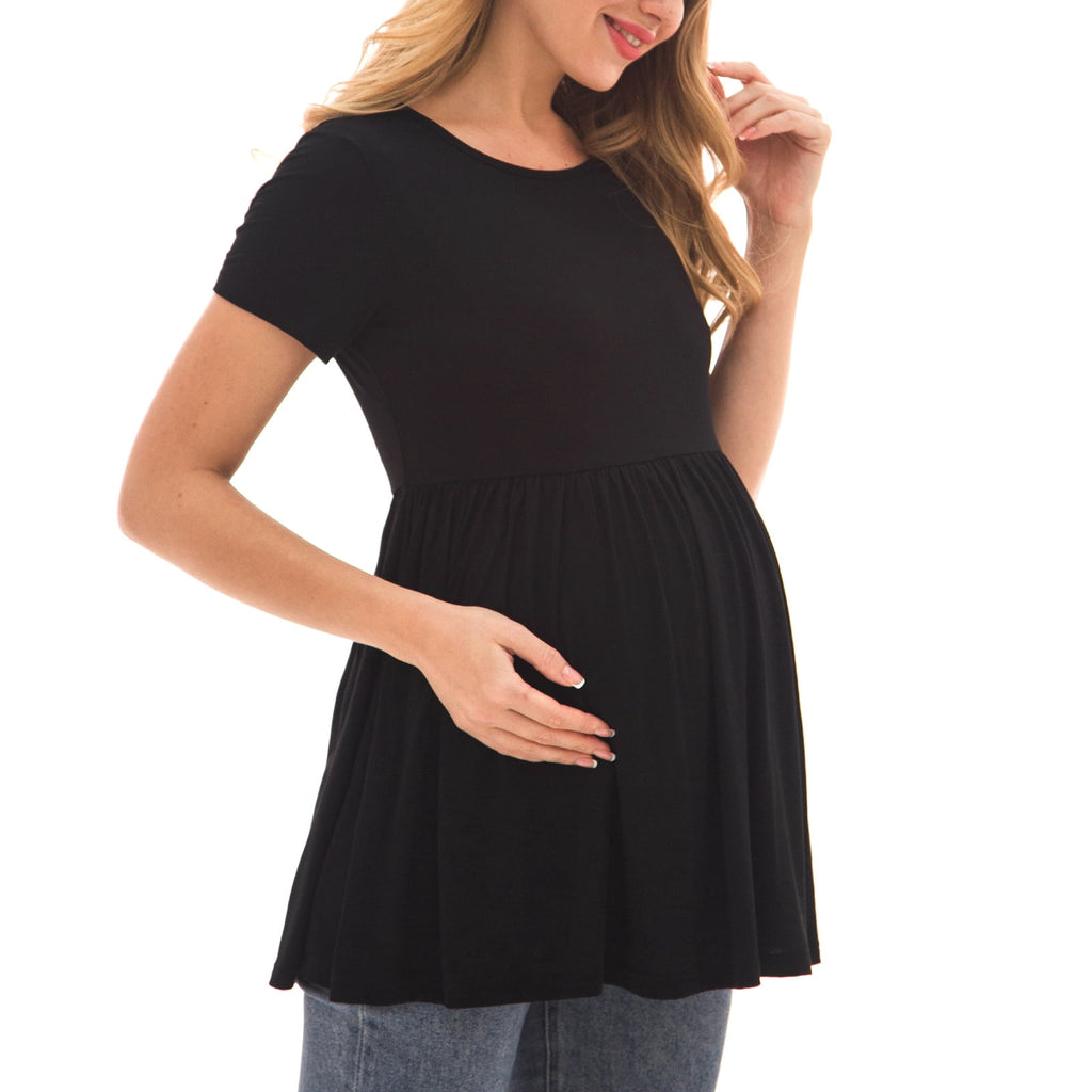 Bearsland Women's Short Sleeve Maternity Shirts Tops Pregnancy Clothes 3-Pack