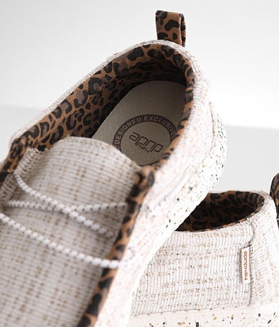 Hey Dude Wally Womans White Pieced Leopard Shoes