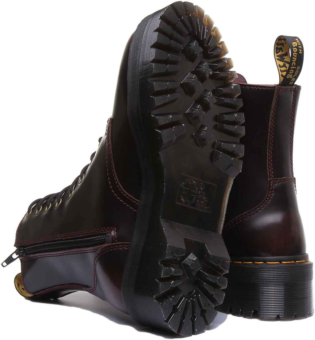Dr Martens Jadon Women's Cherry 8 Eyelet Chunky Sole Leather Platform Ankle Boot Size 8.5