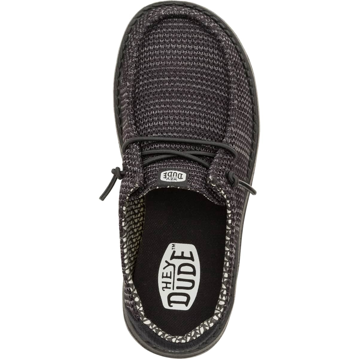 HEYDUDE Girls Wendy Youth Stretch Mesh, Black/Black, J1