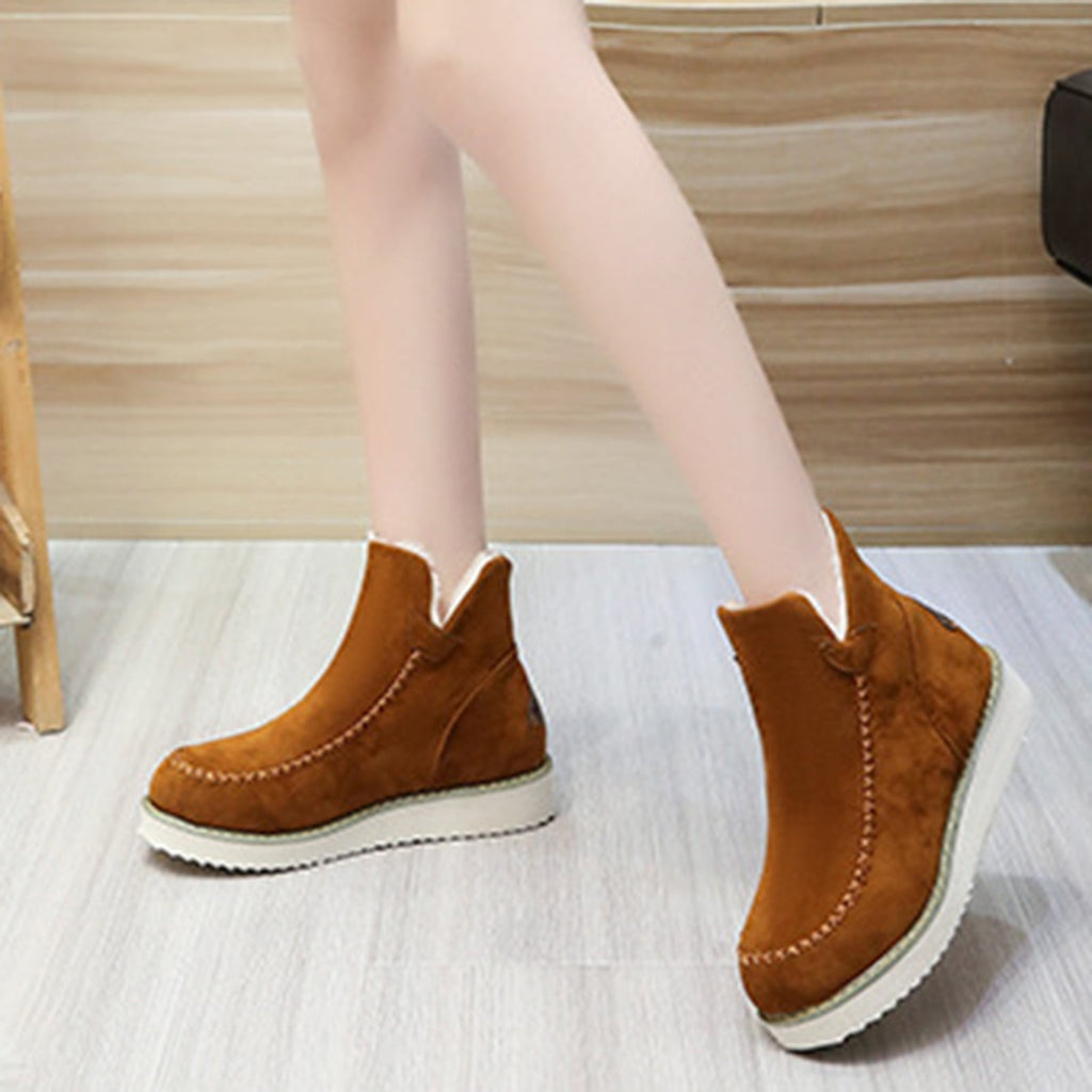 Hvyesh Women's Classic Mini Wedge Fashion Mini Boot Short Ankle Boot Fur Fleece Lined Sneakers Classic Ultra Snow Wedge Anti-Slip Boot For Outdoor Women's Shoes