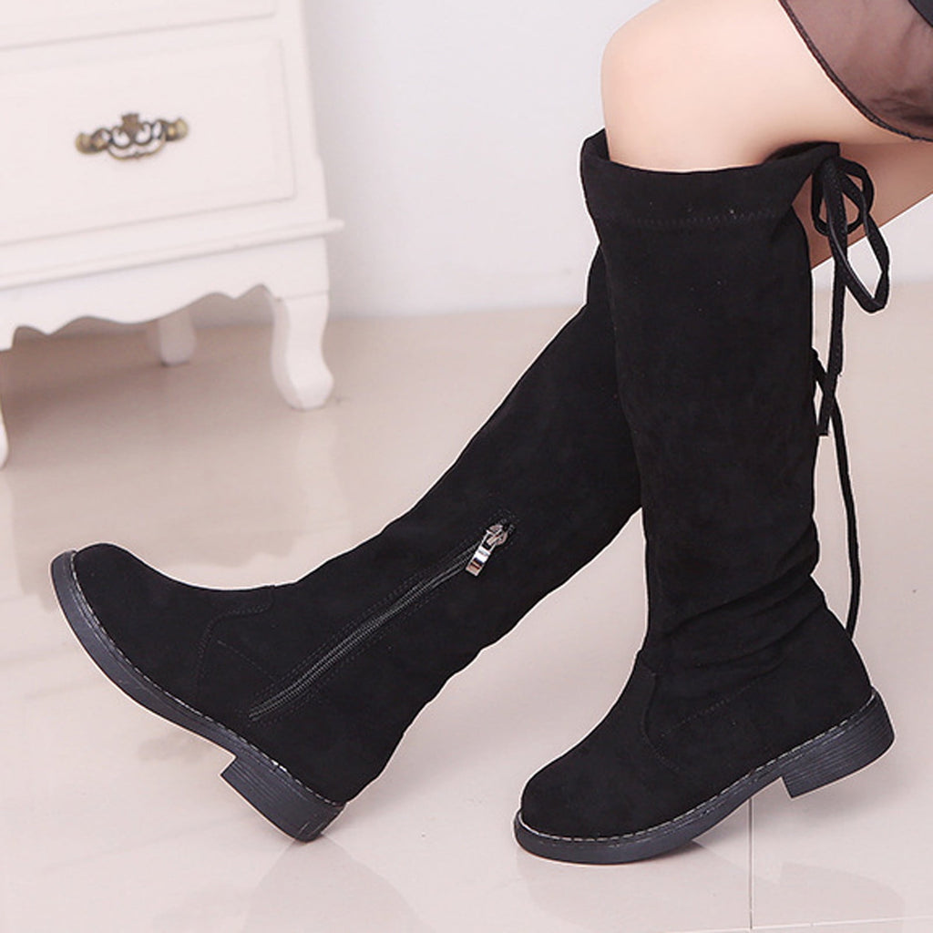 Odeerbi Toddler Girls High Cut Dr Martens Princess Boots Fall Winter New Children's High Boots Princess Over Knee Long Boots Cotton Boots Black 3-4 Years