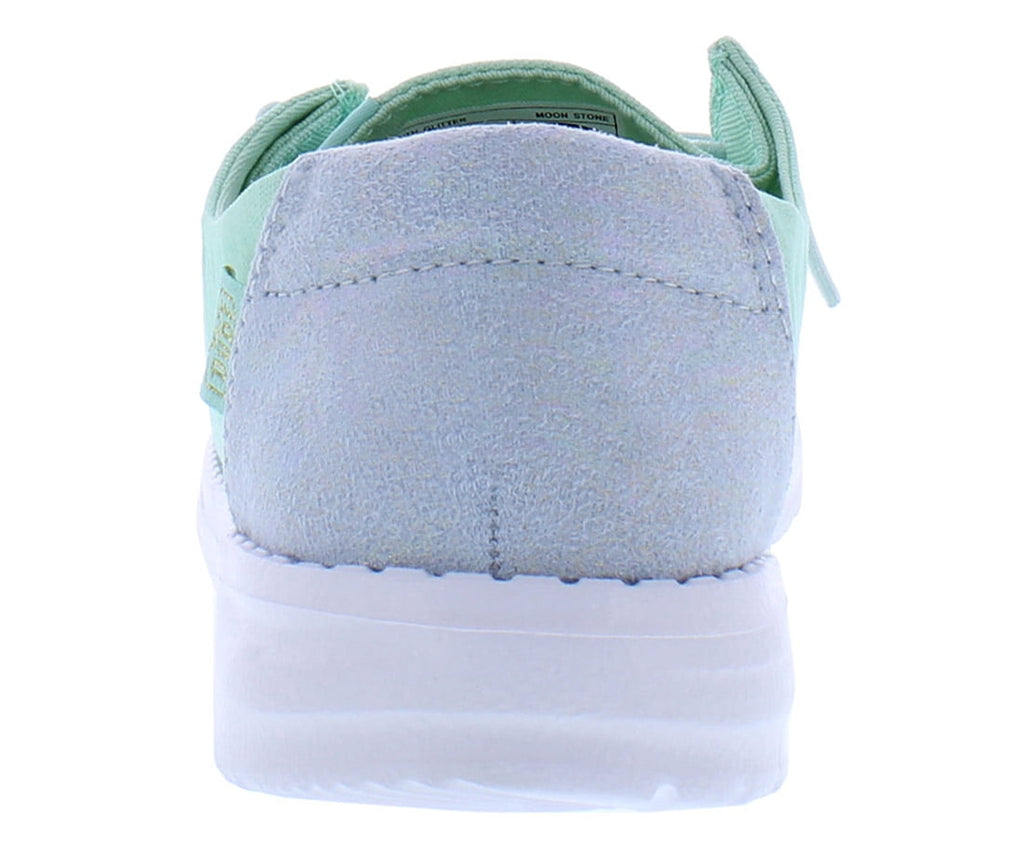 Hey Dude Wendy Glitter Slip On GS Girls Shoes Size 6, Color: Light Green/White