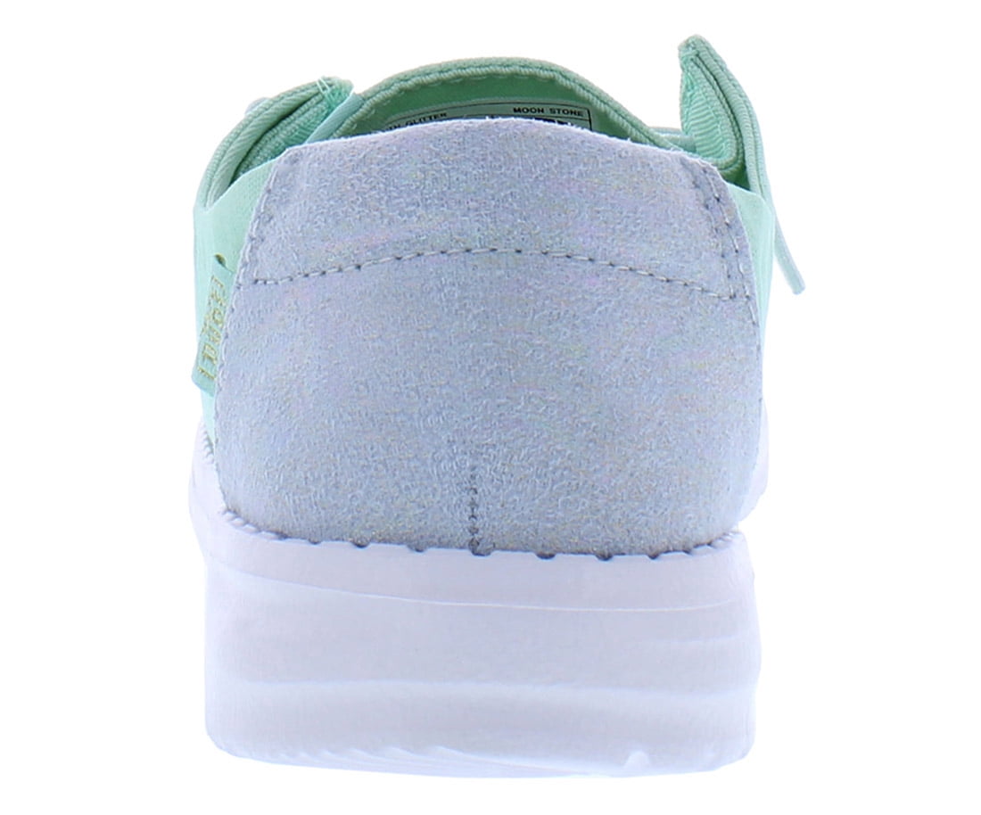 Hey Dude Wendy Glitter Slip On GS Girls Shoes Size 6, Color: Light Green/White